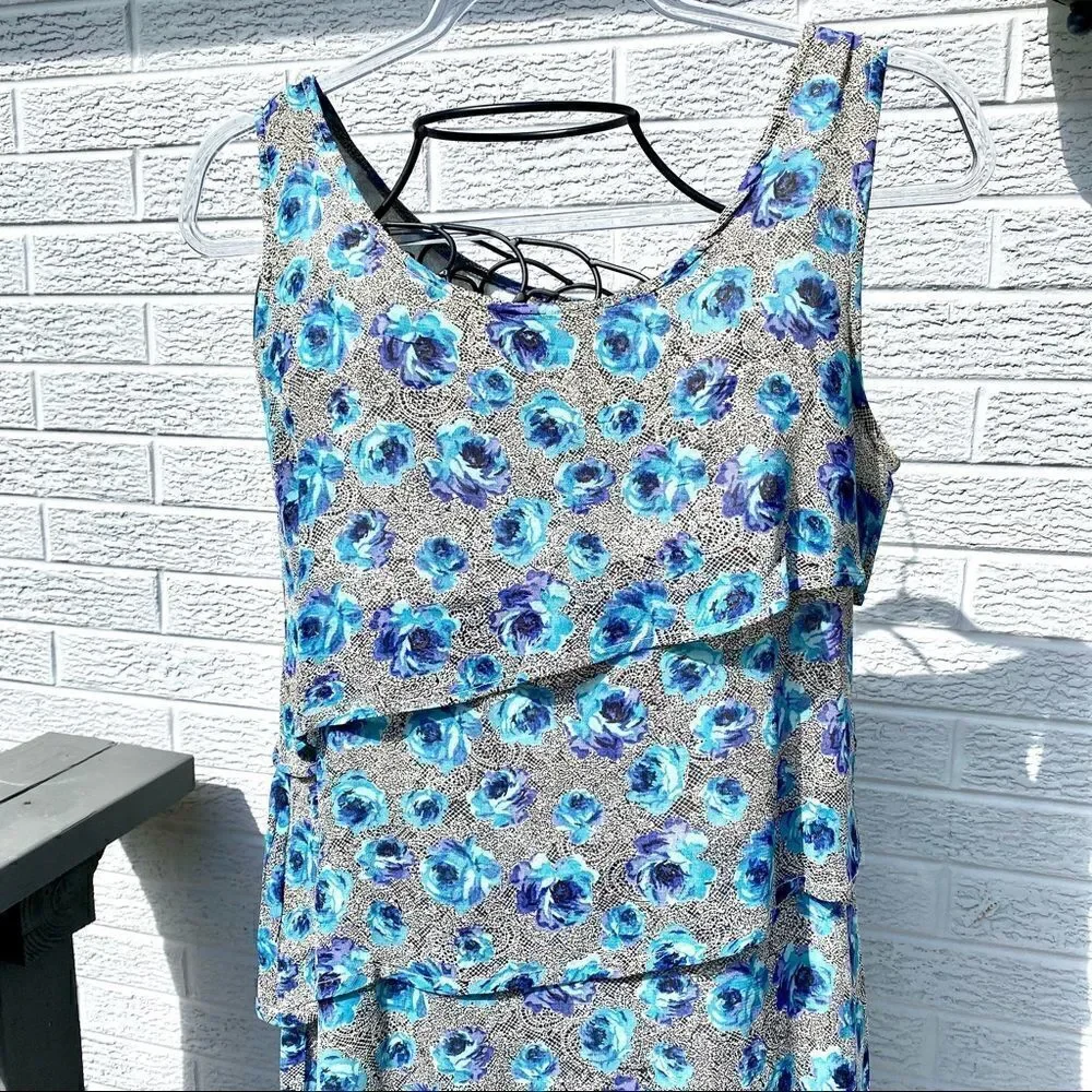 SACRED THREADS BOHO SYMMETRICALLY LAYERED FLORAL DRESS S/M NWT